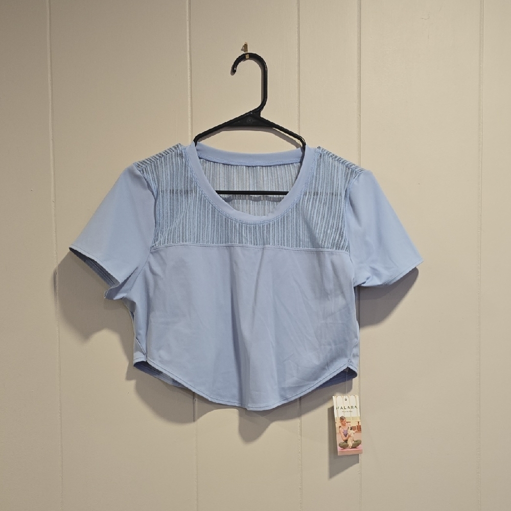 HALARA Sky Blue Ribbed Crop Top